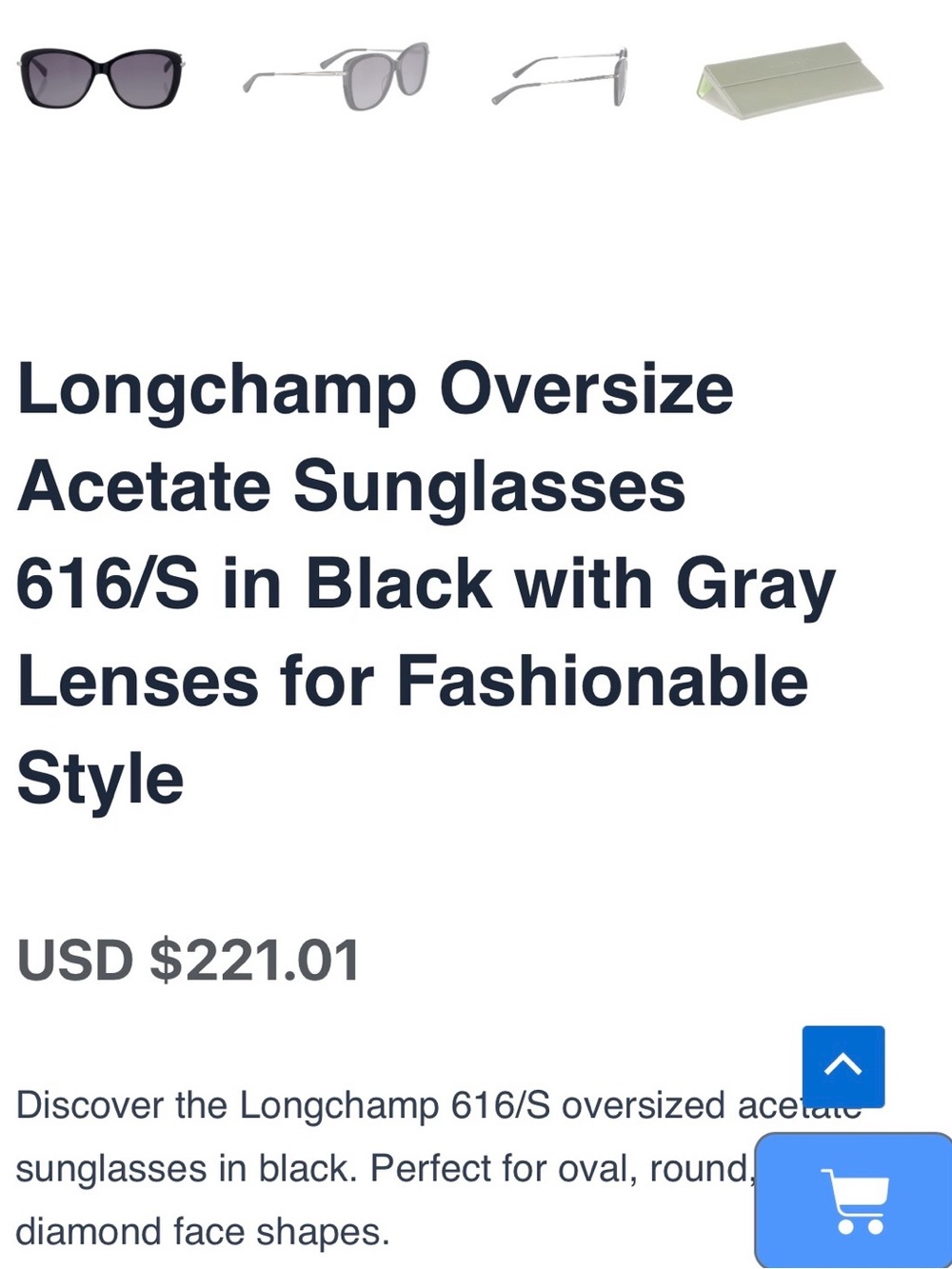 Longchamp Black Cat-Eye Women's Sunglasses with Gray Lenses with case - Picture 5 of 5